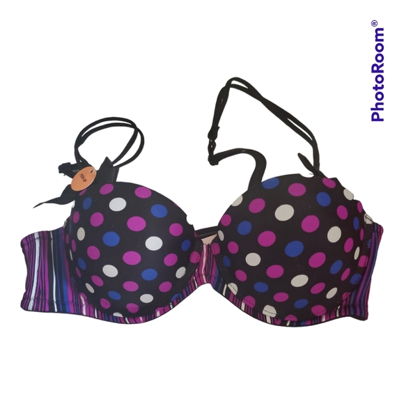 LA VIE EN ROSE Polka Dot Push Up Bra - Size XS, 32A - Picture 1 of 4